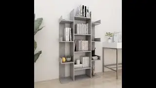 Boekenkast 86x25,5x140 cm bewerkt hout betongrijs