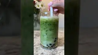 boba matcha latte asmr 🧋
