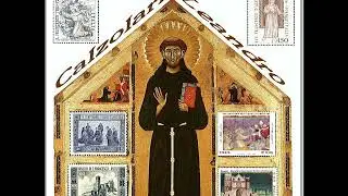 ASSISI ATTRAVESO I SUOI FRANCO BOLLI. filmato da vecchi francobolli dedicati al poverello di assisi