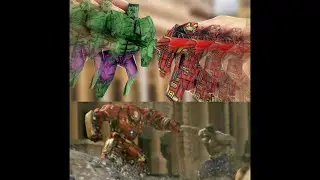 The Hulk vs Hulkbuster fight, side by side comparison, but with paper.