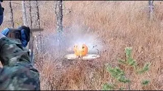 Shooting pumpkins with old H&R and Baikal single-shot shotguns and Beretta semi-auto shotgun