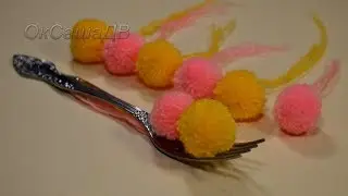 Mini pompom on a fork. Knitting with Oksana Valerievna.