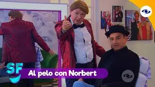 Norbert llega con un súper invitado a quien quiere hacerle un particular corte de cabello
