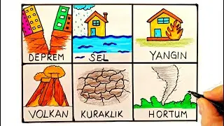 Sivil Savunma Haftası ile ilgili Resim Çizimi - Deprem Resmi Çizimi - Sel Resmi Çizimi - Yangın Çizi