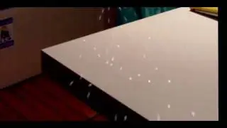 particles hit table