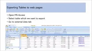 Experiment Number 9: Exporting data from MS Access to Web pages