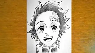 How To Draw Tanjiro Kamado Step by Step - Easy Anime Drawing - Easy Drawing of Tanjiro Kamado