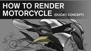 HOW TO RENDER MOTORCYCLE (Ducati concept) / speedpainting