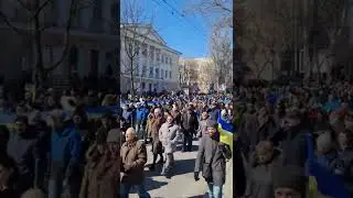 Херсон . Мирный митинг после освобождения Россией .Херсон это Украина