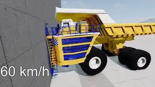 WALL vs BELAZ! 300 Km H CRASH TEST!   #beamngdrive #top