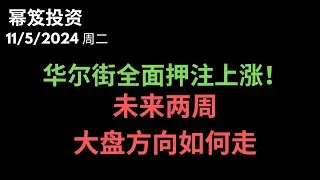 第1320期「幂笈投资」11/5/2024 喜迎大选日，华尔街全面押注上涨 ｜ 川普概念股出现诡异走势 ｜ 未来两周，大盘将如何走？｜ moomoo