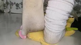 Day 10! Girl dirty loose socks playing with doll