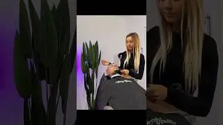 ASMR Beard Massage Close-Up | Blonde Beauty with Rubber Brush in Private Room 