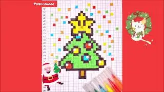 Новогодняя Рождественская Ёлка🎄Как рисовать по клеточкам Просто How to Draw Christmas Tree Pixel Art