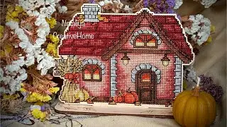 🍂 Осінній будинок 🍂 Вишивка хрестиком на деревʼяній основі 🍂Дизайн від Zayka Stitch