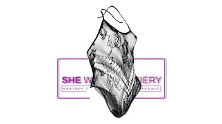 She-Woolf Hosiery, Hannah, Black Halter-neck Rose Detailed Cut-Away Bodysuit.