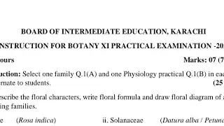 BIEK H۔S۔C -I۔ ANNUAL PRACTICAL EXAMS BOTANY 2023, INSTRUCTIONS AND GUIDELINE۔