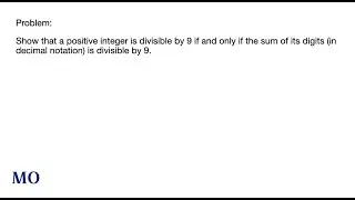 Divisibility Rule for 9 | Math Olympiad | Number Theory | Mathematical Proof