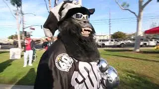RAIDERS VS CHARGERS WALKING IN WITH GORILLA RILLA
