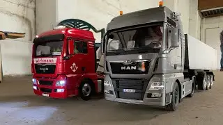 RC Truck Show RC Trucks Parcours Scania MAN Mercedes Grand Hauler Tamiya Radlader Bagger RC Stapler