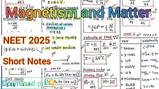 Magnetism and Matter Short Notes | NEET 2025