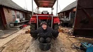 Сделал противовес для погрузчика ! Первая работа бетономешалки!