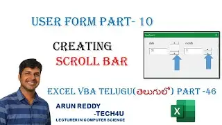 EXCEL VBA TELUGU PART = 46 || EXCEL VBA USERFORM SCROLL BAR IN TELUGU || VBA SCROLL BAR IN TELUGU ||