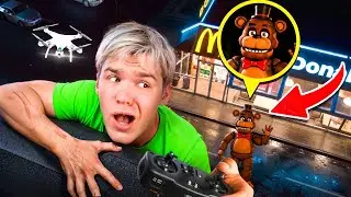 THE DRONE CAUGHT FNAF ANIMATRONICS IN REAL LIFE!! *FREDDY IN DANGER*