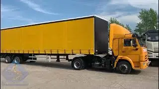 Седельный тягач Камаз-4308 в составе автопоезда. Полуприцеп на 90 куб.м.