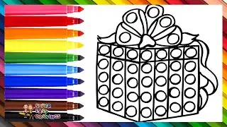 Drawing and Coloring a Gift Box POP IT 🎁🔴🟠🟡🟢🔵🟣 Drawings for Kids