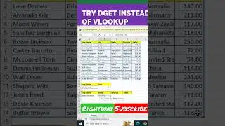 Excel hacks Try DGET instead of vlookup #shorts #viralvideo #exceltutorial #exceltips #exceltricks