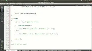 16  Detecting if a Number is a Palindrome in Binary: using c