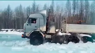 Russian Winter road. Off-road