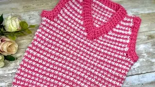 🌷Chaleco a crochet pata de gallo / pied de poule
