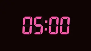 5 Second Digital Countdown Timer | Dark Background | Fuchsia Pink Text | No Sounds
