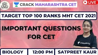 Important Questions for CET | Target MHT CET 2020-2021 | Satpreet Kaur