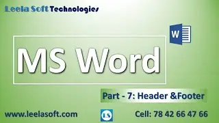 MS Word Part-7 - Micro Soft Office, Leela Soft Technologies, Madhusudhan, Ramavarapadu, Vijayawada.