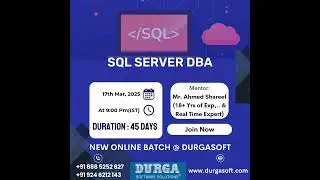 🔥 SQL Server DBA Online Training | New Batch @DURGASOFT | Enroll Now! 🚀