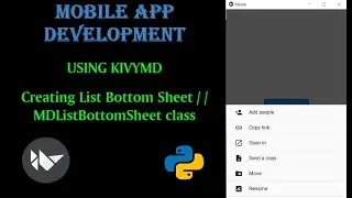 Creating List Bottom Sheet using KivyMD  || MDListBottomSheet class || Mobile App Development