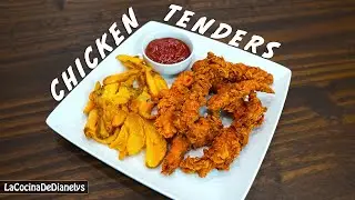 Chicken Tenders Al Estilo De KFC Crujientes fáciles De Hacer ( tiras de pollo fritas )