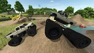 Stuntman Jumps Monster Truck over Airplane | Farming Simulator 25