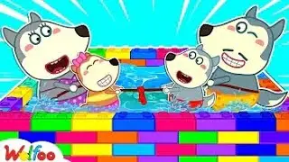 Wolfoo Has Fun Playtime in a DIY Colorful Lego Swimming Pool with Mom and Dad | Wolfoo