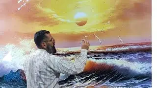 تعلم رسم المناظر طبيعيه بالفرشاة خطوة بخطوة رسم امواج
