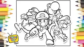 Mario Luigi Yoshi Wario / Super Mario Bros and Friends / Oddly Satisfying Coloring Page with Markers