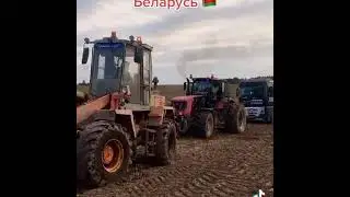 Амкодор 332с и Беларус 3022 вытаскивают фуру