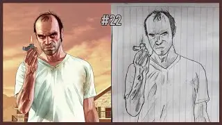 Dibujando a Trevor en lapiz negro✏🗒