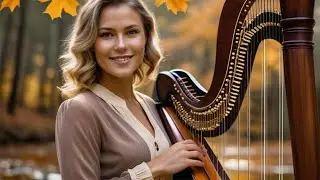 Heavenly Harp Music 🍂 4k Autumn Scenic Relaxation
