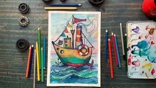 Как рисовать иллюстрацию «Кораблик путешествий».