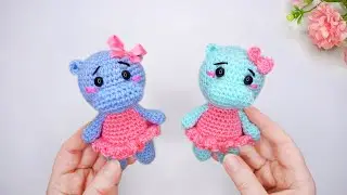 🌸How to crochet a charming Hippopotamus in a pink dress🌸Amigurumi toys🌸