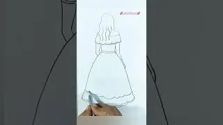 A Girl with Beautiful Dress #shorts #art #drawing